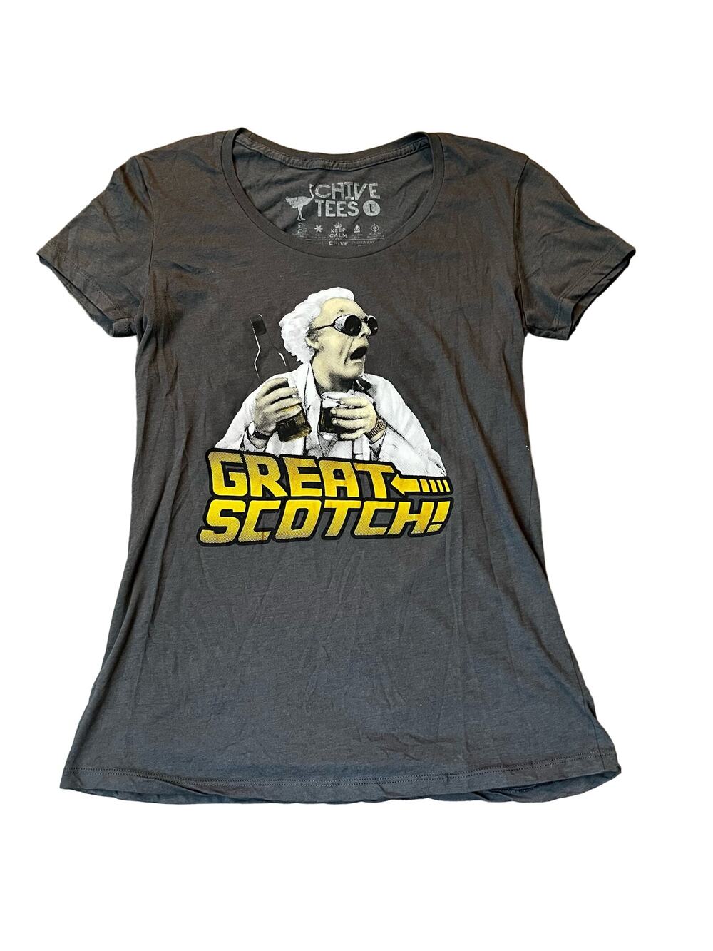 Chive Tees Women's LG Doc Back To The Future "Great Scotch" Graphic T-shirt